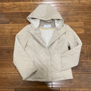 Calvin Klein Fur lined quilted zipper jacket with pockets